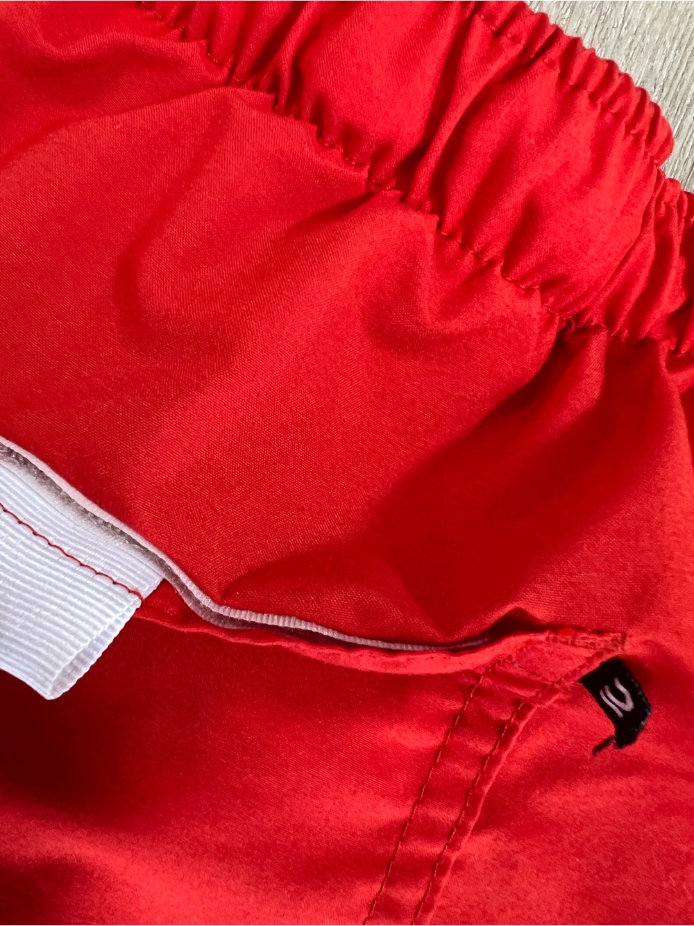 Olaian Men's Bright Red Swim Trunks with White Drawstring - Picture 5 of 8